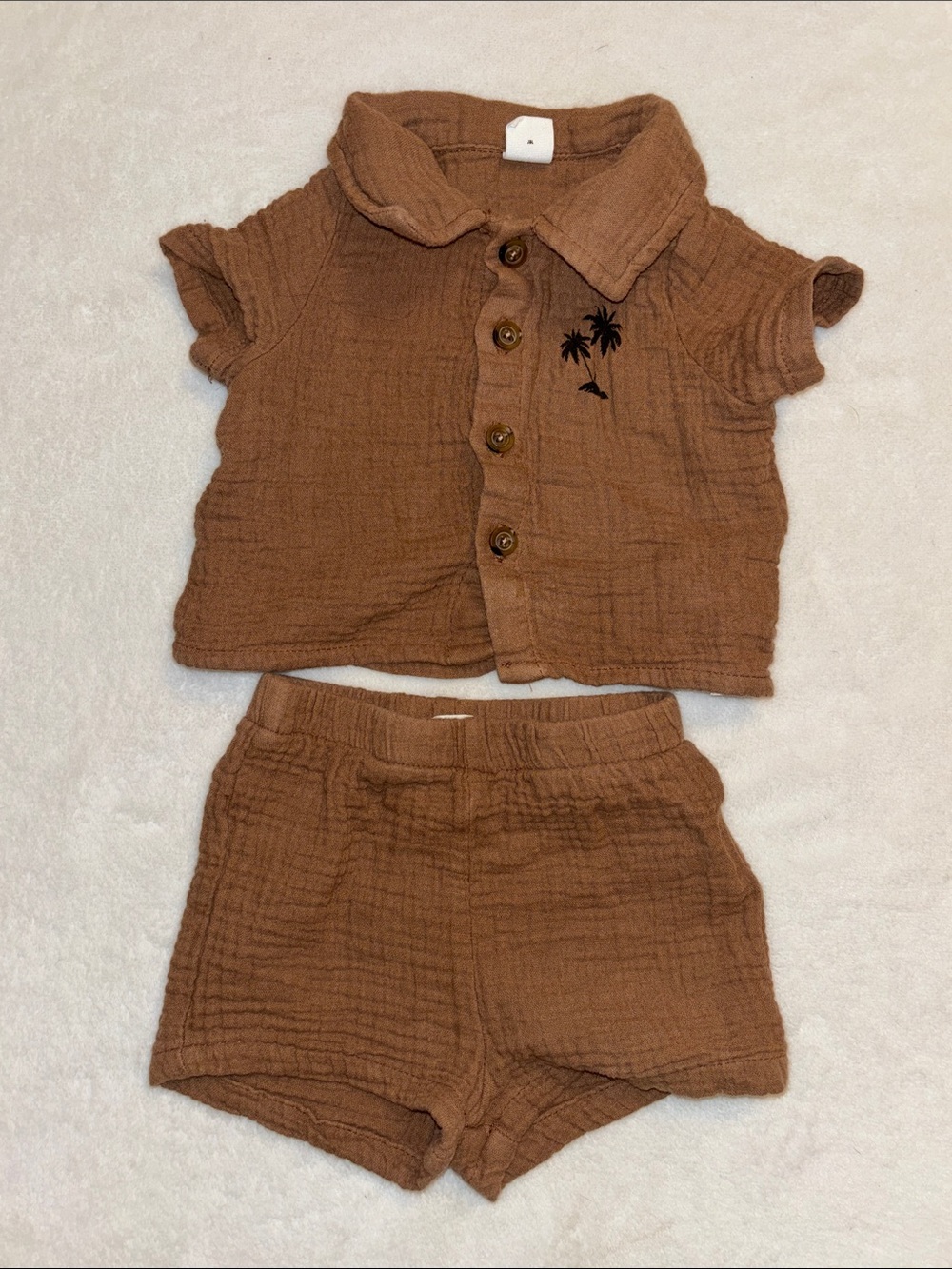 Kids Brown 100% Cotton matching set - Soft Elastic Waist baby boy clothes